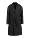 Hevo Hevò Man Coat Charcoal Size 38 Virgin Wool, Polyamide In Black
