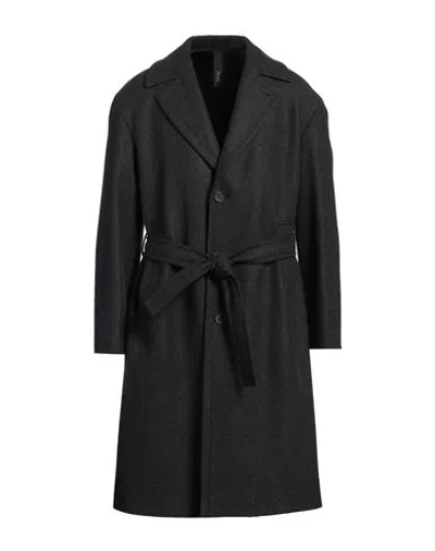 Hevo Hevò Man Coat Charcoal Size 38 Virgin Wool, Polyamide In Grey
