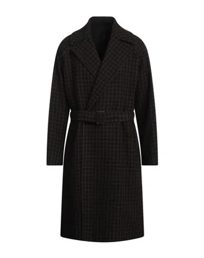 Hevo Hevò Man Coat Chocolate Brown Size 38 Wool, Polyamide In Black