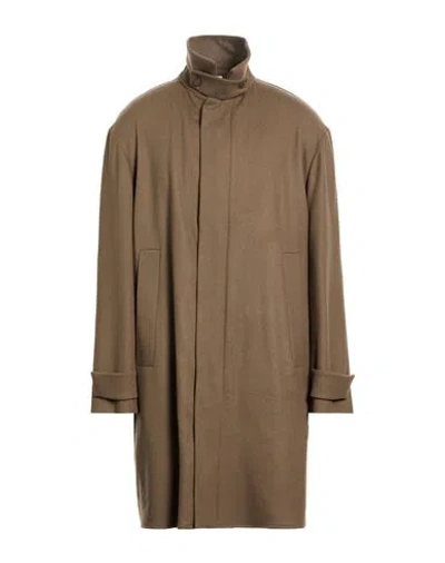Hevo Hevò Man Coat Khaki Size 42 Virgin Wool, Polyamide In Brown