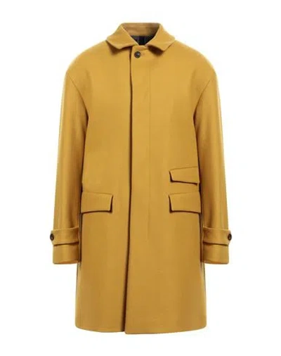 Hevo Hevò Man Coat Mustard Size 38 Virgin Wool, Polyamide In Yellow