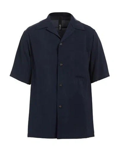Hevo Hevò Man Shirt Navy Size 44 Viscose, Polyester In Black