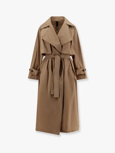 Hevo Margherita Nylon Trench Coat With Belt In Brown