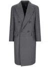 Hevo Grey Double-breasted Coat With Pointed Lapels In Grey