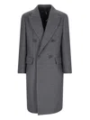 Hevo Grey Double-breasted Coat With Pointed Lapels In Gray