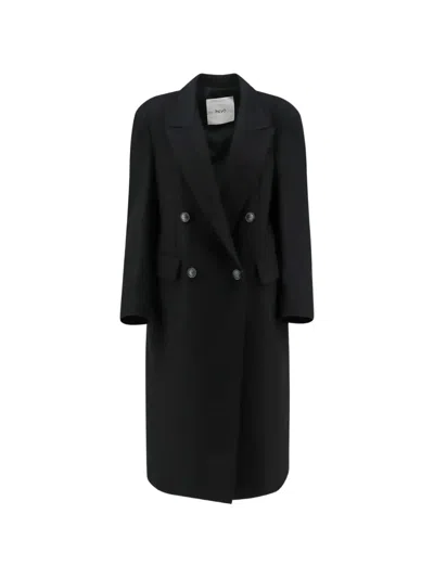 Hevo Martina Franca Double-breasted Coat In Black