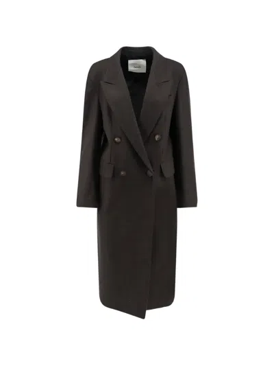 Hevo Martina Franca Double-breasted Coat In Brown