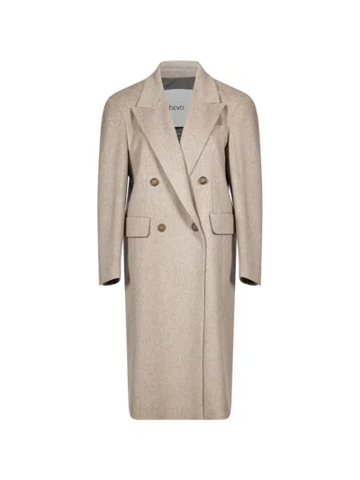 Hevo Martina Franca Double-breasted Coat In Neutral