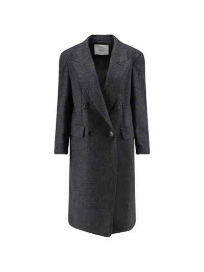 Hevo Martina Franca Double-breasted Peak-lapels Coat In 그레이