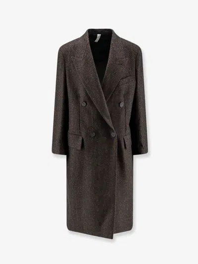 Hevo Martina Franca Wool Blend Coat In Brown