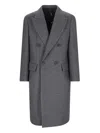 Hevo Grey Double-breasted Coat With Pointed Lapels In Gray