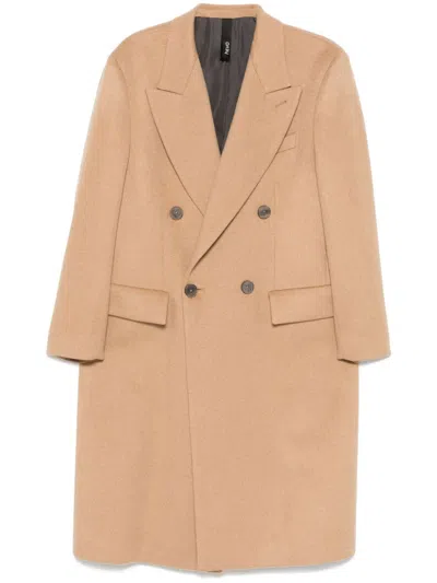 Hevo Cashmere Coat With Satin Lining In Brown