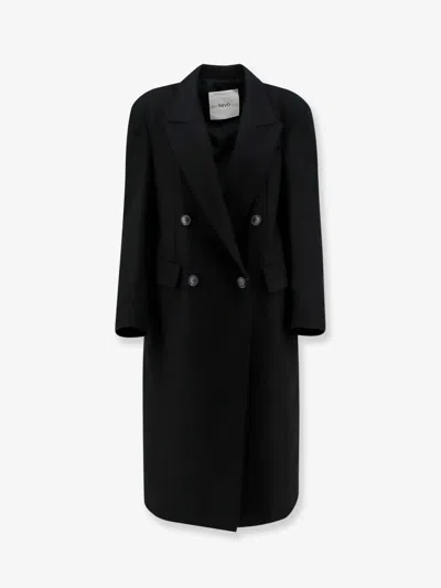 Hevo Martinafranca Wool Blend Coat In Black