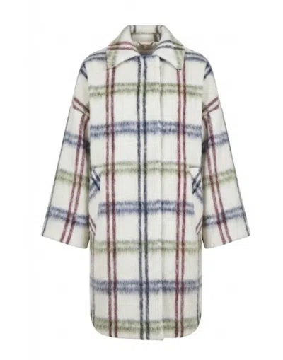 Hevo Monteleone Oversized Checked Wool Coat In White