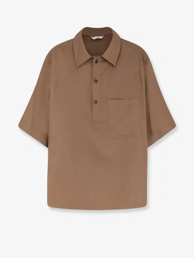 Hevo Montursi Linen And Viscose Shirt In Brown