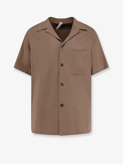 Hevo Novoli Linen And Viscose Shirt In Brown