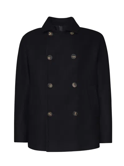 Hevo Ortolini Virgin Wool And Cotton Blend Jacket In Black