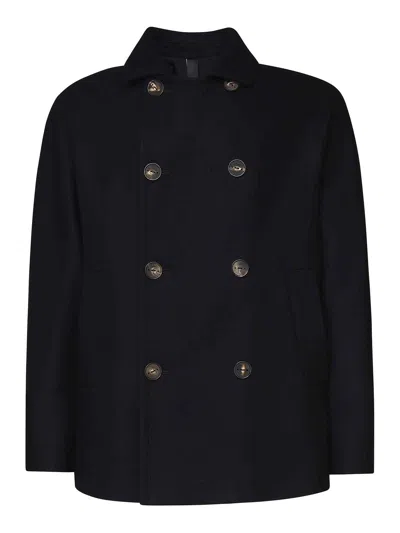 Hevo Ortolini Virgin Wool And Cotton Blend Jacket In Blue