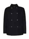 Hevo Ortolini Virgin Wool And Cotton Blend Jacket In Blue Navy