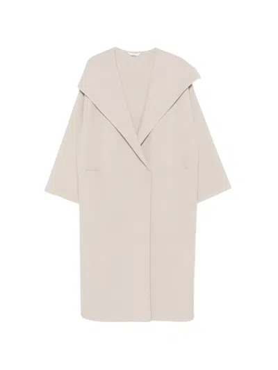 Hevo Oversized-lapel Wool Coat In Neutral