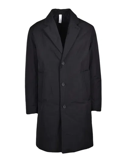 Hevo Padded Cassano Overcoat With Structured Silhouette And Classic Lapel In Blue