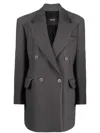 Hevo Diagonal Fabric Double-breasted Coat In Grey