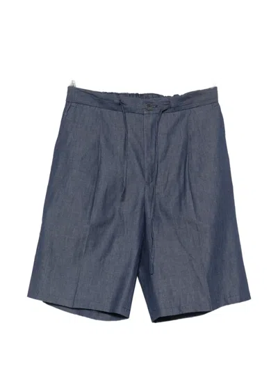 Hevo Pleated Drawstring Shorts In Blue