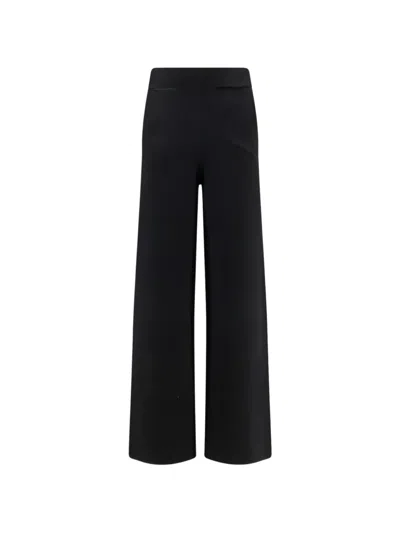 Hevo Ribbed-waistband Wide-leg Trousers In Black