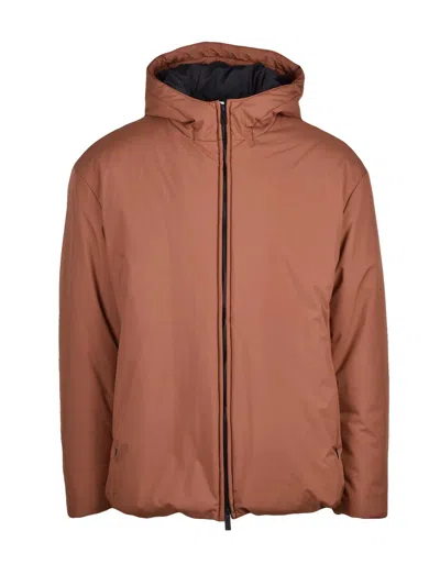Hevo Rust Polyester Padded Coat In Brown
