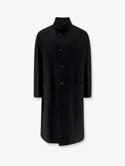 Hevo Savelletri Virgin Wool Blend Coat In Black
