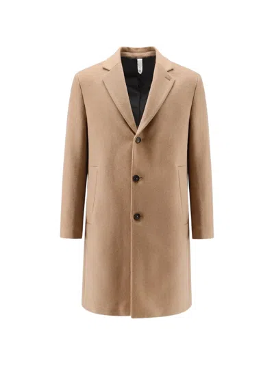 Hevo Single-breasted Notched-lapel Coat In Neutral