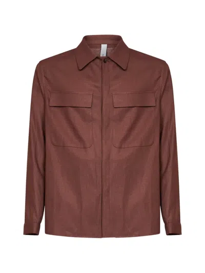 Hevo Specchiolla Flap-pocket Long-sleeve Shirt In Brown