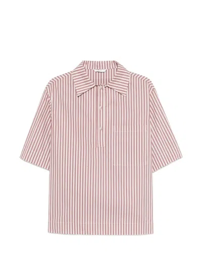 Hevo Striped Pocket Polo Shirt In Pink