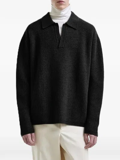 Hevo Taranto Collared Sweater In Black