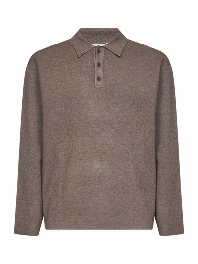 Hevo Taupe Compact Viscose-blend Knit Mar Grande Polo Shirt In Brown