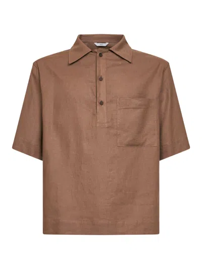 Hevo Taupe Linen And Viscose Montursi Polo Shirt In Brown