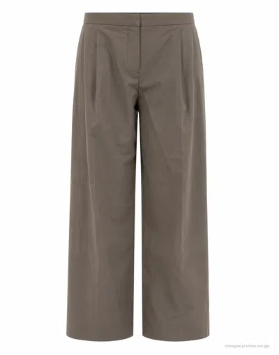 Hevo Taupe Torresantandrea Cotton Wide-leg Trousers In Multi
