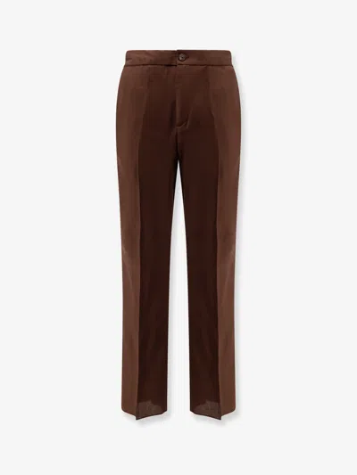 Hevo Torre Chianca Linen And Viscose Trousers In Multi
