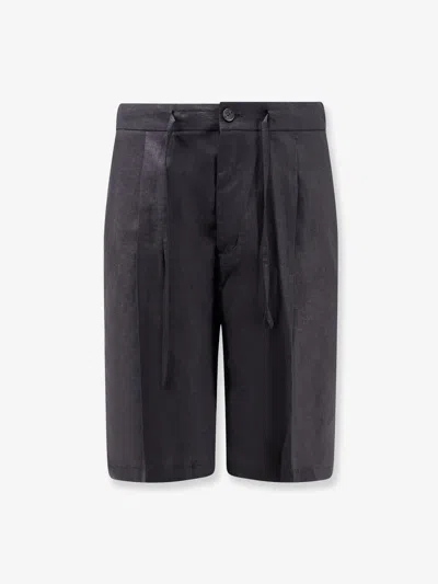 Hevo Torre Lapillo Linen And Viscose Shorts In Black