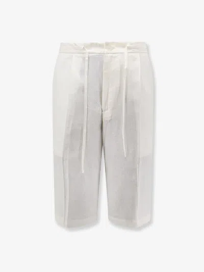 Hevo Torre Lapillo Linen And Viscose Shorts In White