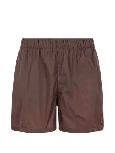 Hevo Torreguaceto Drawstring Swim Shorts In Brown