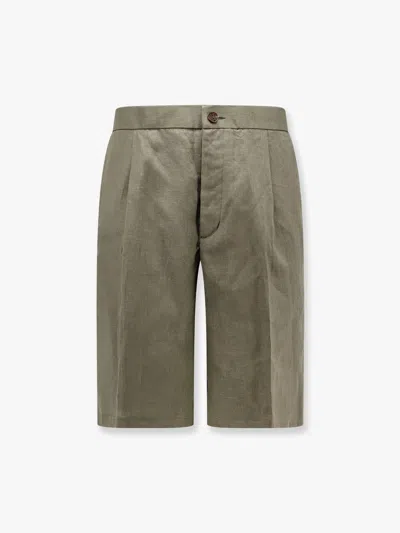 Hevo Torrelapillo Linen Bermuda Shorts In Green