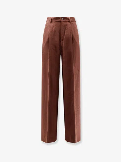 Hevo Torreveneri Modal And Polyester Trousers In Brown
