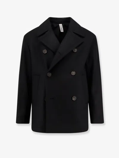 Hevo Trani Double-breasted Wool Blend Coat In Black
