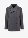 Hevo Double-breasted Virgin Wool Blend Coat In Grey
