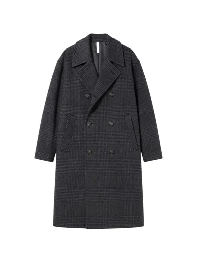Hevo Tricaseq Double-breasted Checked Coat In Black