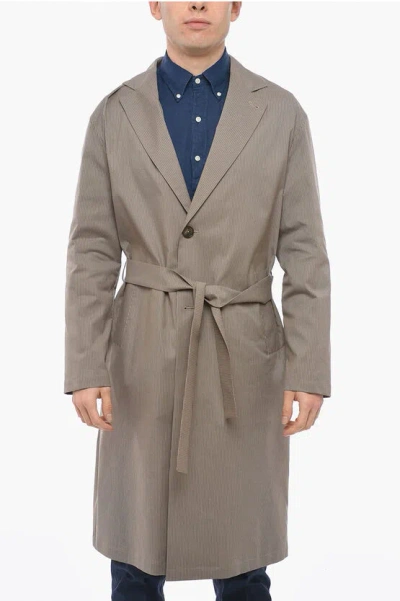 Hevo Unlined Cisternino Trench With Herringbone Pattern In Grey