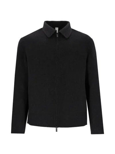 Hevo Verdemare Zip-up Wool Jacket In Black
