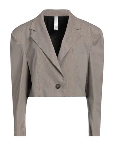 Hevo Hevò Woman Blazer Khaki Size 6 Cotton, Polyamide, Elastane In Beige