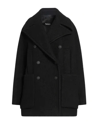Hevo Hevò Woman Coat Black Size 14 Virgin Wool, Polyamide